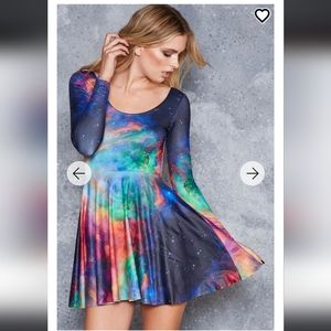Blackmilk Clothing Galaxy Rainbow Long Sleeve Dress
